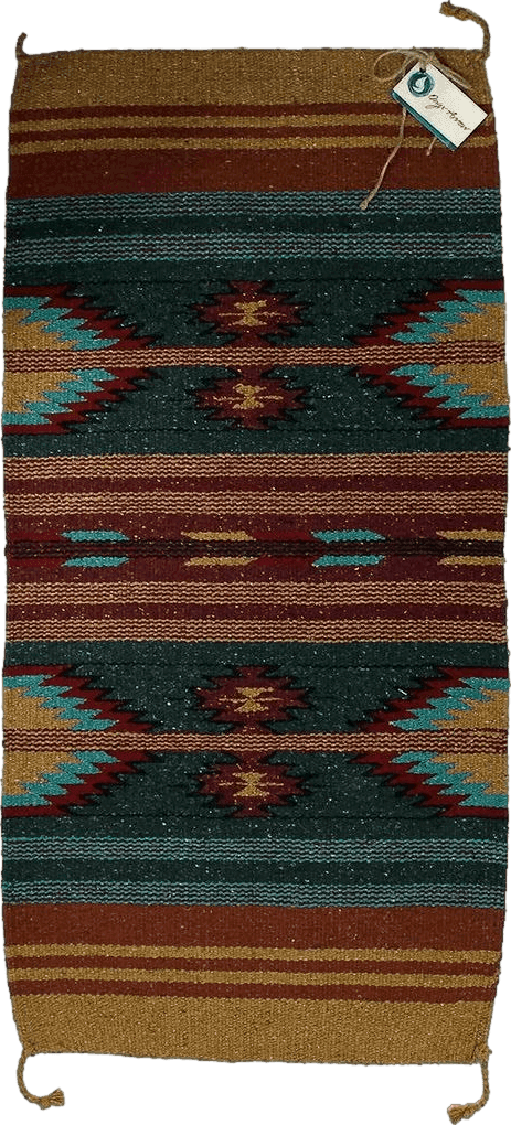 Kilim Onyx Arrow Southwest Décor Area Rug, 20 x 40 Inches, Pueblo Pattern Green/Mustard