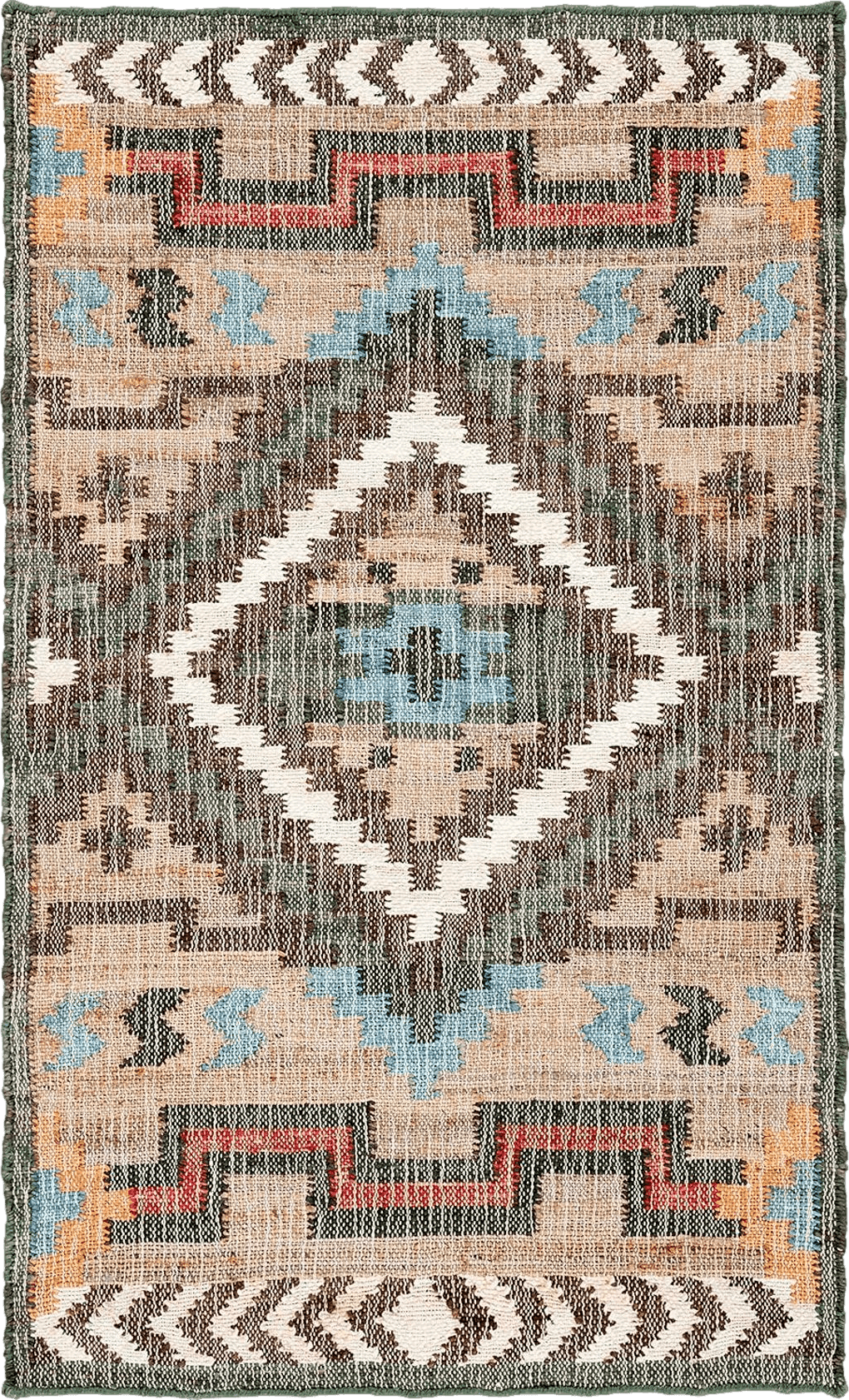 Kilim SAFAVIEH Kilim Collection Accent Rug - 2' x 3', Natural & Blue, Handmade Flat Weave Jute, Ideal for High Traffic Areas in Entryway, Living Room, Bedroom (KLM760M)