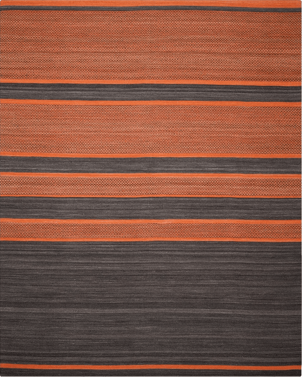 Flatweave SAFAVIEH Kilim Collection Area Rug - 8' x 10', Dark Grey & Orange, Handmade Flat Weave Wool, Ideal for High Traffic Areas in Living Room, Bedroom (KLM952C)