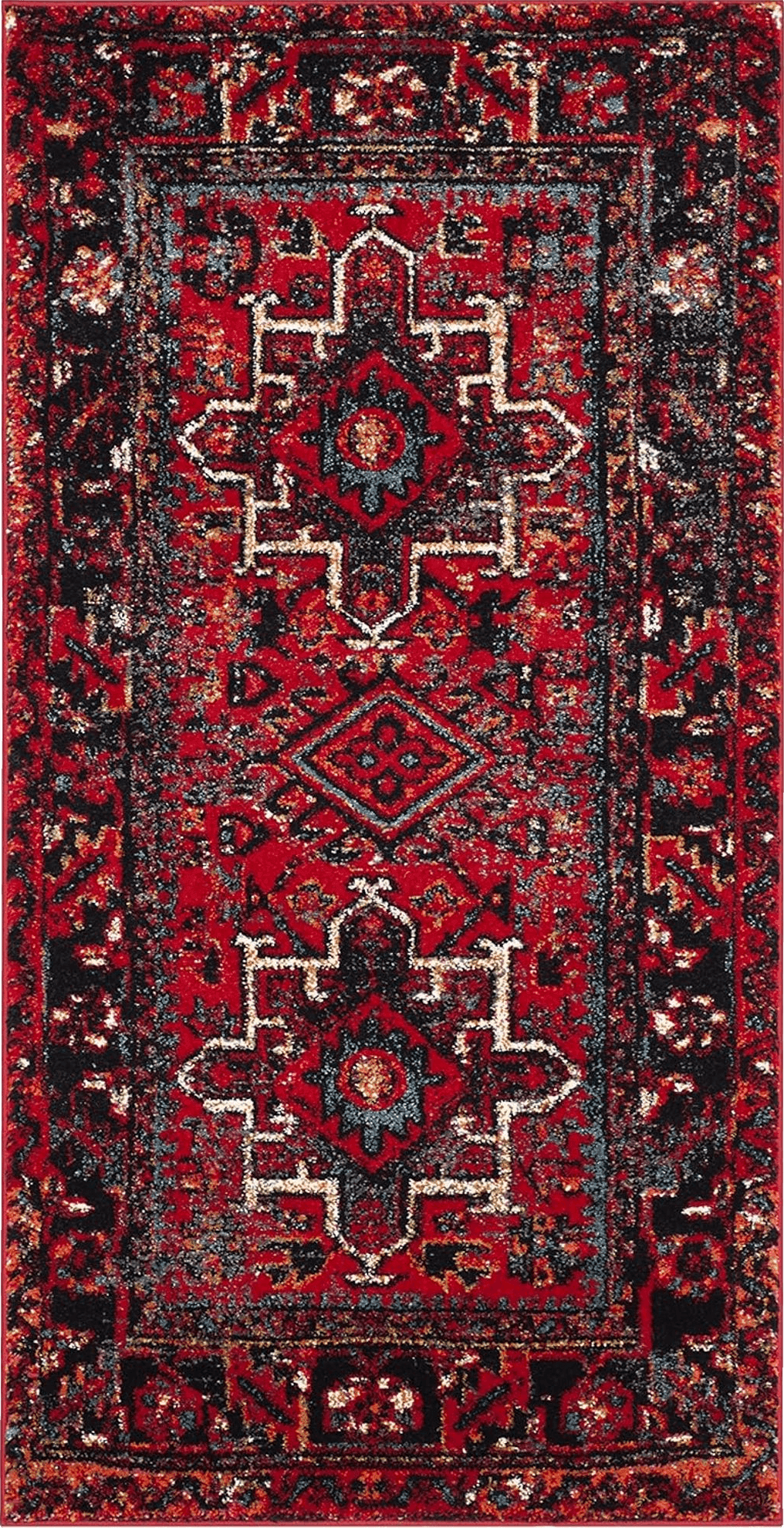 SAFAVIEH Vintage Hamadan Collection Accent Rug - 2'7" x 5', Red & Multi, Oriental Persian Design, Non-Shedding & Easy Care, Ideal for High Traffic Areas in Entryway, Living Room, Bedroom (VTH211A)