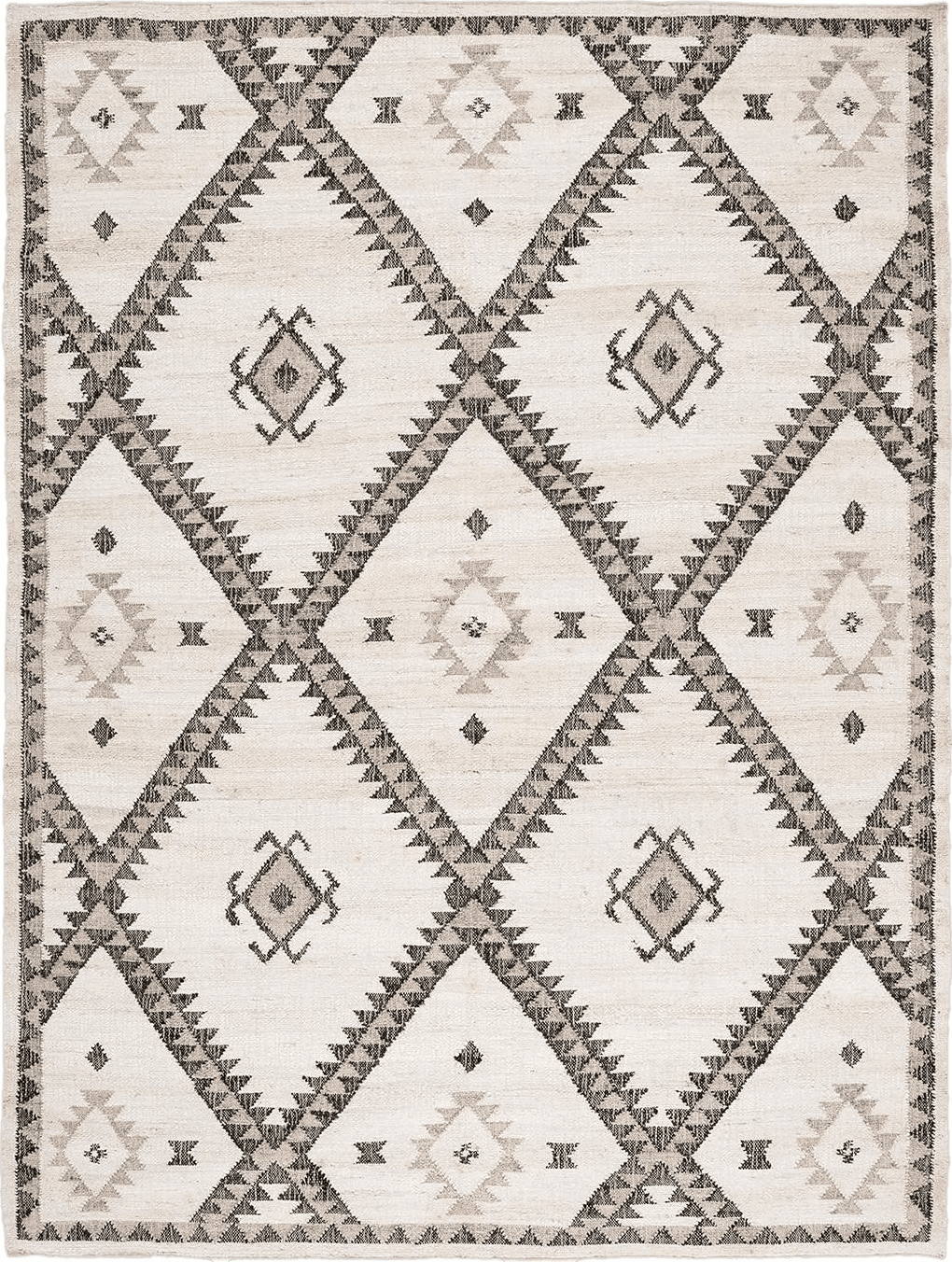 SAFAVIEH Kilim Collection Area Rug - 8' x 10', Ivory & Black, Handmade Flat Weave Jute, Ideal for High Traffic Areas in Living Room, Bedroom (KLM761A)