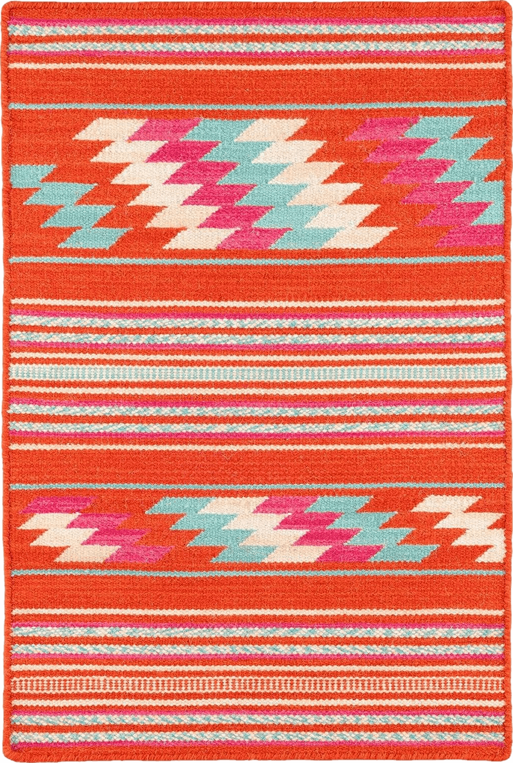 Kilim Dash and Albert Chester Kilim Handwoven Wool Rug, 2 X 3 Feet, Yellow/Orange/Blue Stripe Pattern