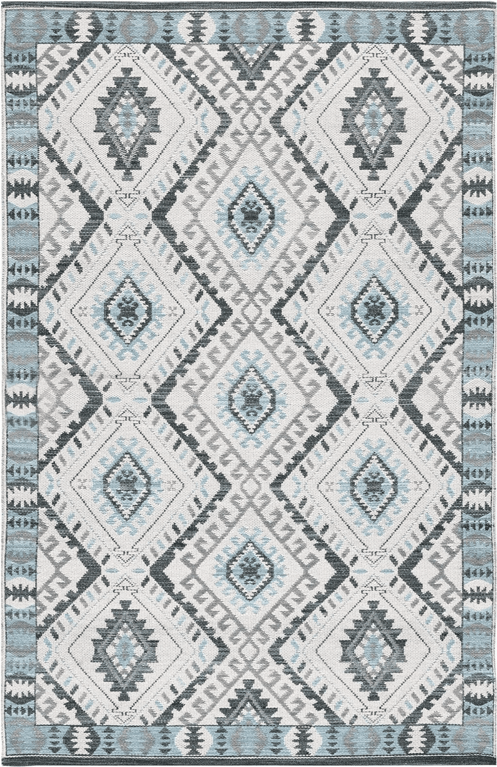 Area Blue 8x10 Safavieh Kilim Collection Area Rug - 8' x 10', Ivory & Blue, Handmade Tribal Boho Rustic Wool, Ideal for High Traffic Areas in Living Room, Bedroom (KLM329A)