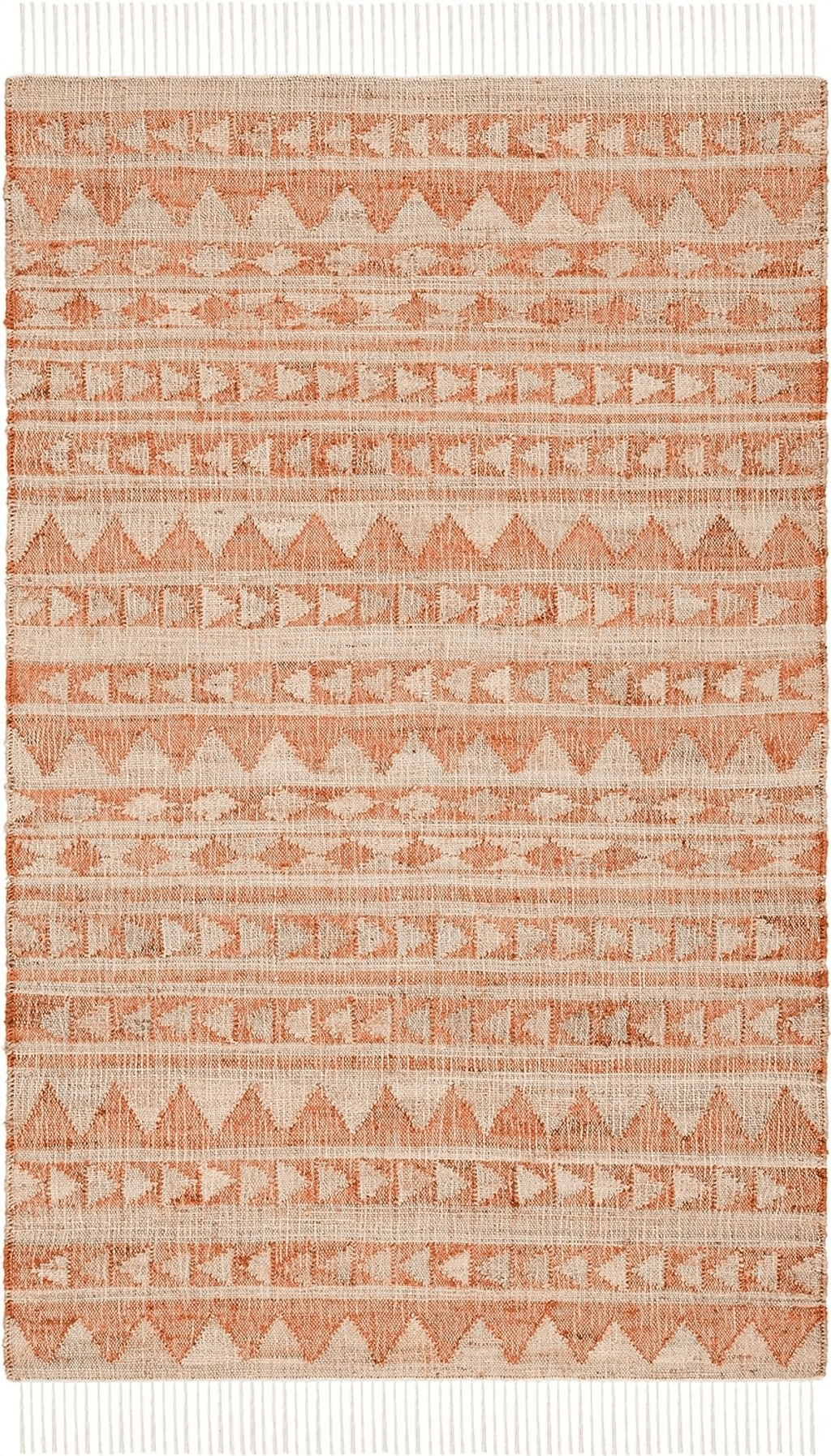 SAFAVIEH Kilim Collection Accent Rug - 4' x 6', Natural & Rust, Flat Weave Jute Design, Ideal for High Traffic Areas in Entryway, Living Room, Bedroom (KLM176P)