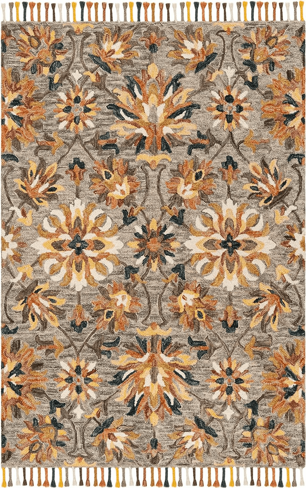 Kilim Safavieh Aspen Collection Area Rug - 8' x 10', Grey & Brown, Handmade Floral Tassel Wool, Ideal for High Traffic Areas in Living Room, Bedroom (APN139G)