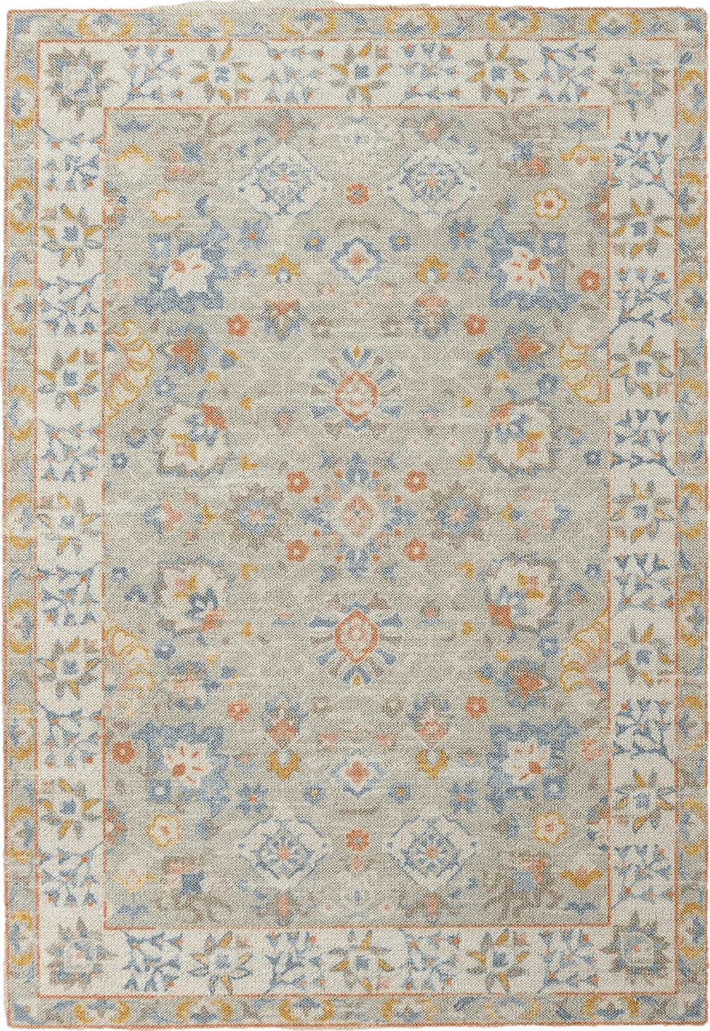 Oushak Momeni Anatolia Area Rug, 3 ft 3 in x 5 ft, Light Blue