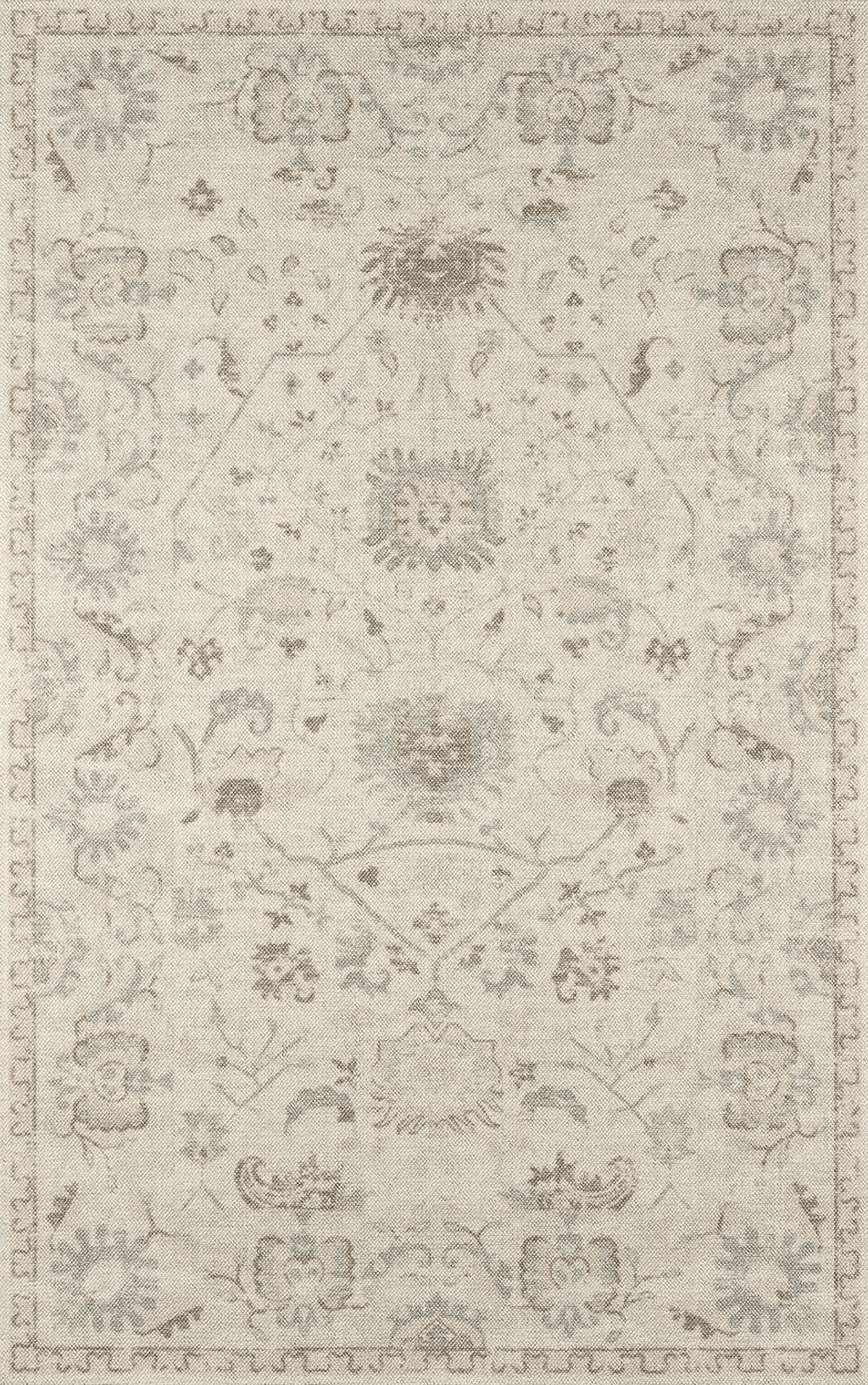 Oushak Momeni Anatolia Wool and Nylon Area Rug 5'3" X 7'6" Beige