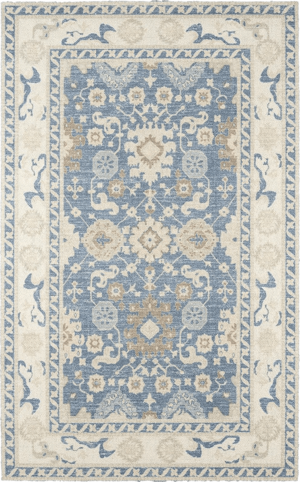 Oushak Momeni Anatolia Wool and Nylon Area Rug 2' X 3' Light Blue