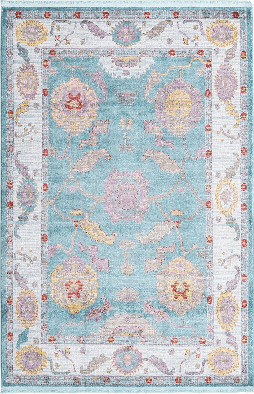 Oushak Rugs.com Paragon Collection Rug – 5' x 8' Aqua Medium-Pile Rug Perfect for Bedrooms, Dining Rooms, Living Rooms