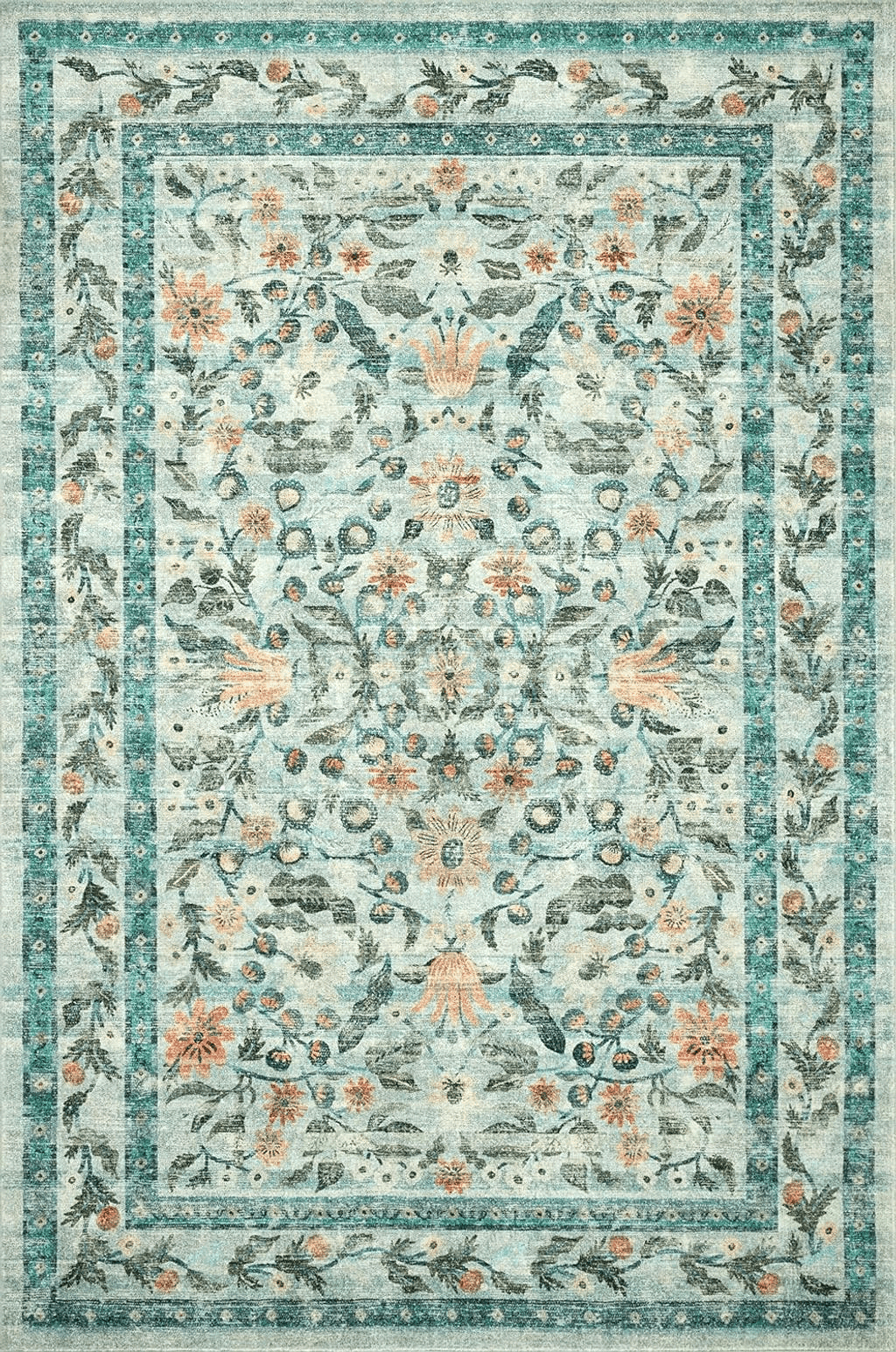 Oushak Rifle Paper Co. x Loloi Courtyard Collection COU-03 Sage 2'-3" x 3'-9" Oval Accent Rug feat. CloudPile