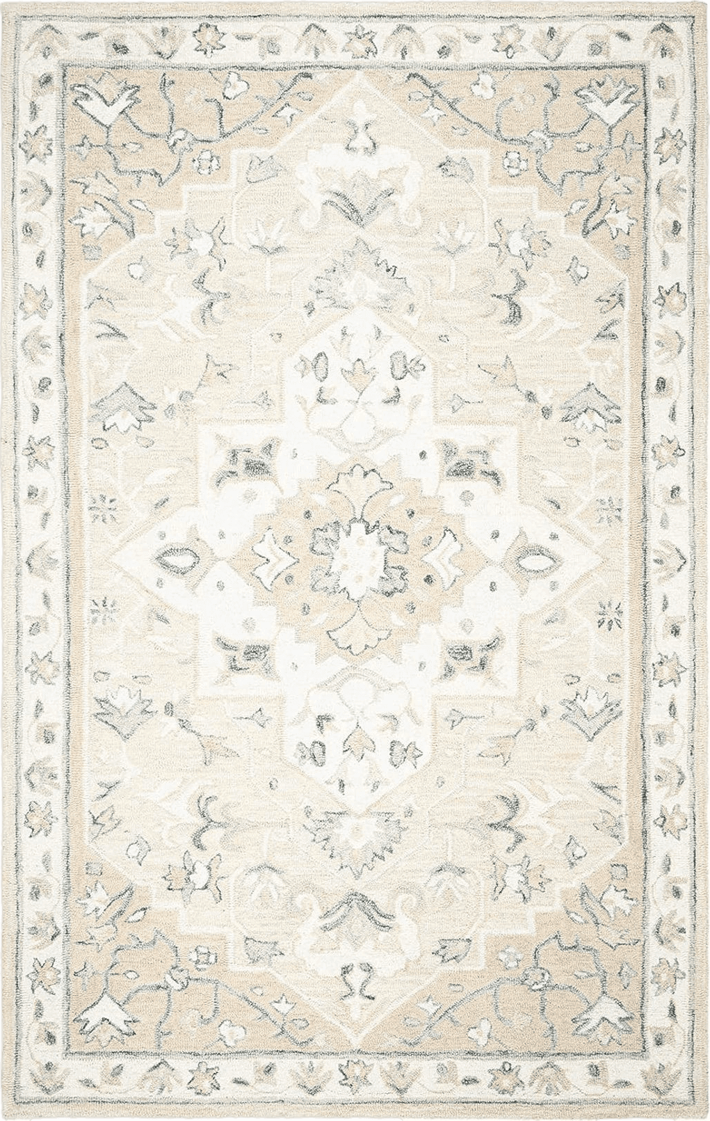 Safavieh Micro-Loop Collection Accent Rug - 4' x 6', Beige & Ivory, Handmade Medallion Wool, Ideal for High Traffic Areas in Entryway, Living Room, Bedroom (MLP505B)