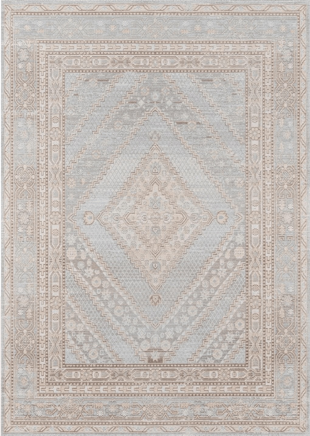 Oushak Momeni Isabella Traditional Geometric Flat Weave Area Rug, 4 ft 0 in x 6 ft 0 in, Blue