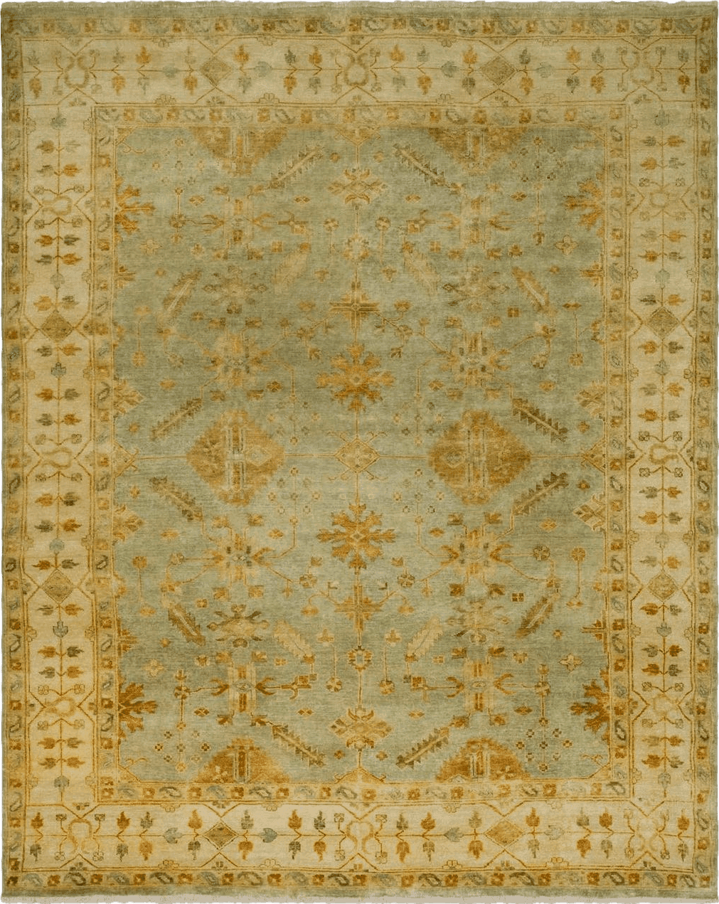 SAFAVIEH Oushak Collection Area Rug - 6' x 9', Soft Green & Ivory, Hand-Knotted Traditional Oriental Wool, Ideal for High Traffic Areas in Living Room, Bedroom (OSH141A)