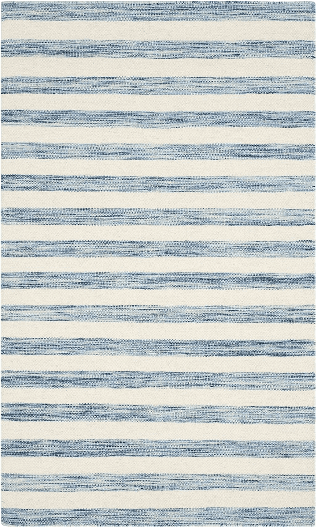 SAFAVIEH Dhurries Collection 3' x 5' Blue/Ivory DHU575B Handmade Flatweave Premium Wool Area Rug