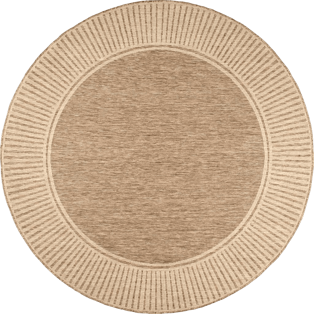 nuLOOM Asha Simple Border Indoor/Outdoor Area Rug, 6' 7" Round, Light Brown