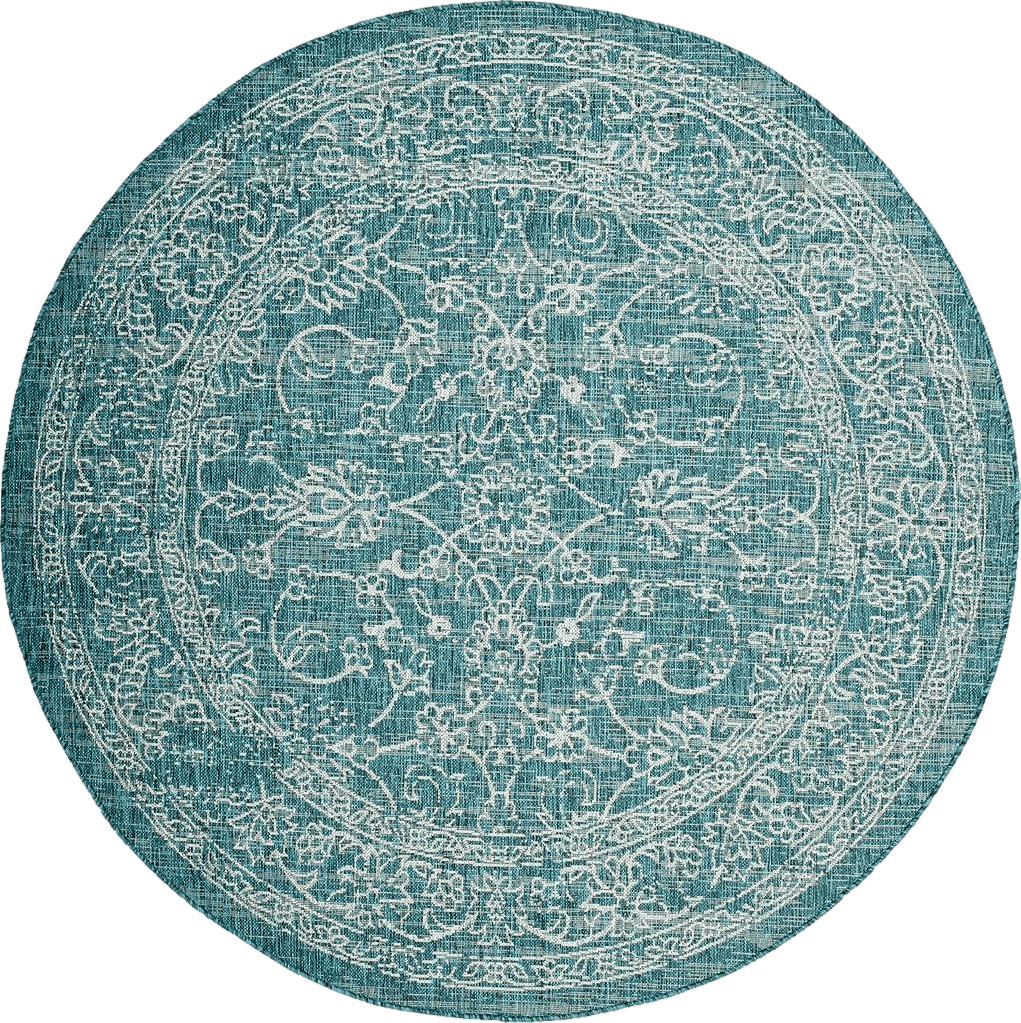 SAFAVIEH Courtyard Collection Area Rug - 6'7" Round, Turquoise, Non-Shedding & Easy Care, Indoor/Outdoor & Washable-Ideal for Patio, Backyard, Mudroom (CY8680-37221)