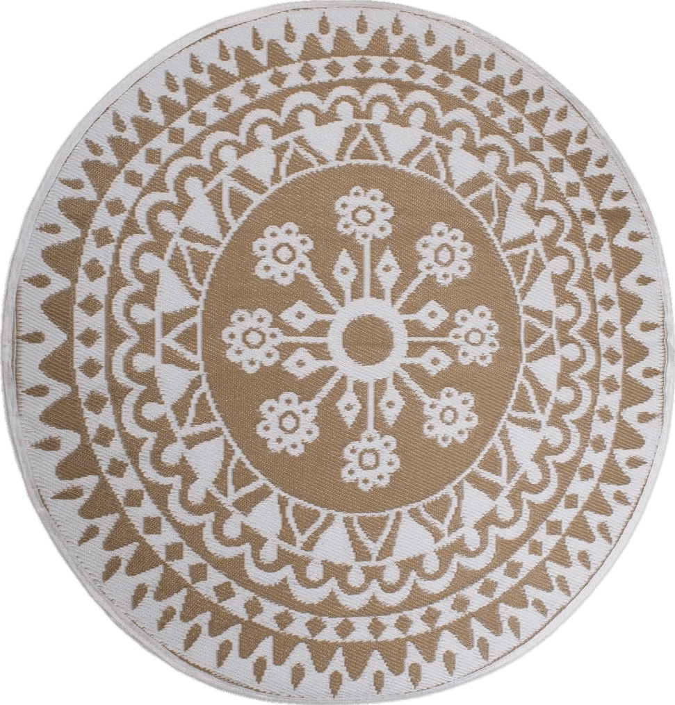 Outdoor White DII Outdoor Rugs Collection Reversible Woven, 5' Round, Taupe Floral