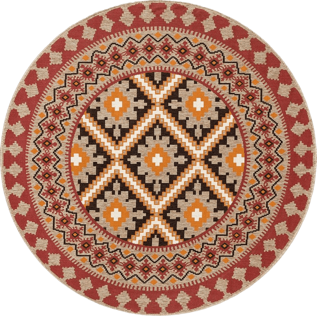 SAFAVIEH Veranda Collection 3' Round Red / Natural VER099 Boho Indoor/ Outdoor Non-Shedding Easy--Cleaning Patio Backyard Porch Deck Mudroom Area--Rug