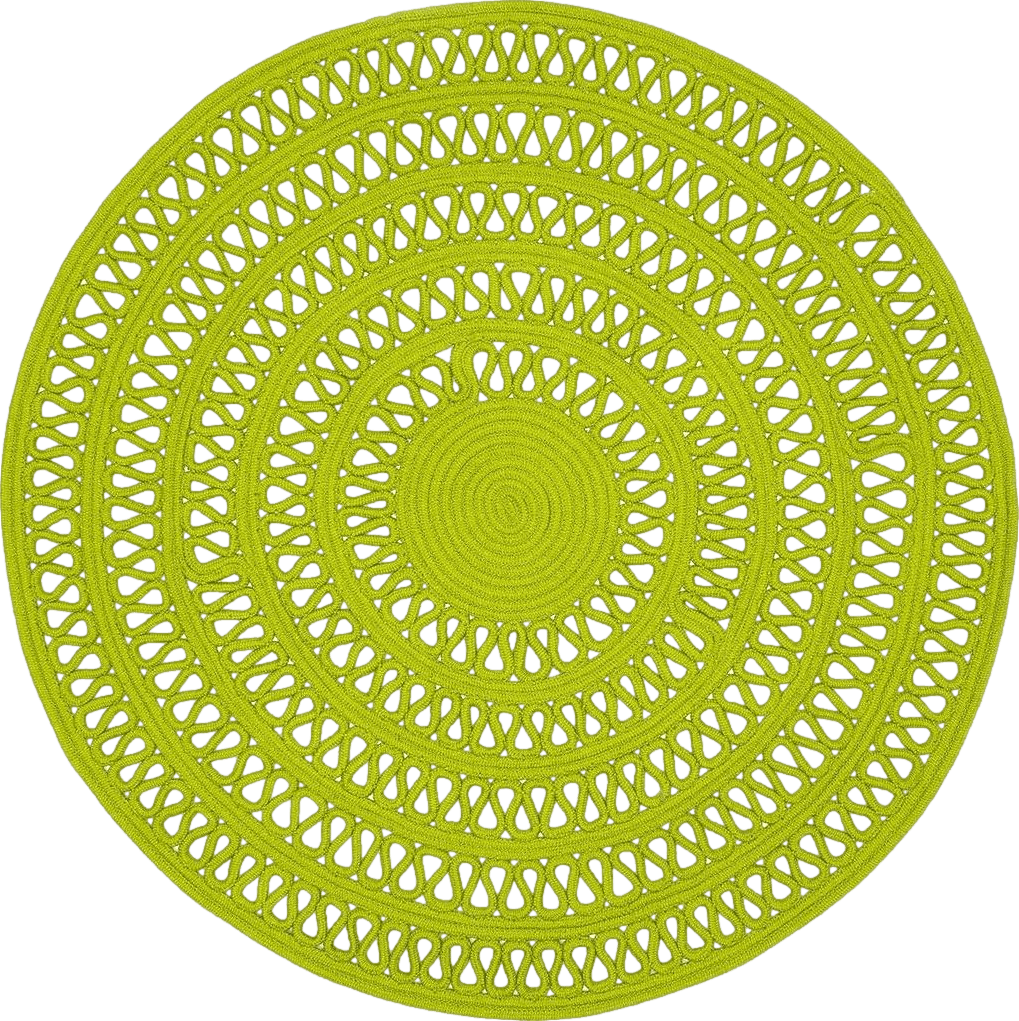 Outdoor Green Dash and Albert Bowline Sprout Handwoven Indoor/Outdoor Round Rug, 4' Round Feet, Green Solid Pattern