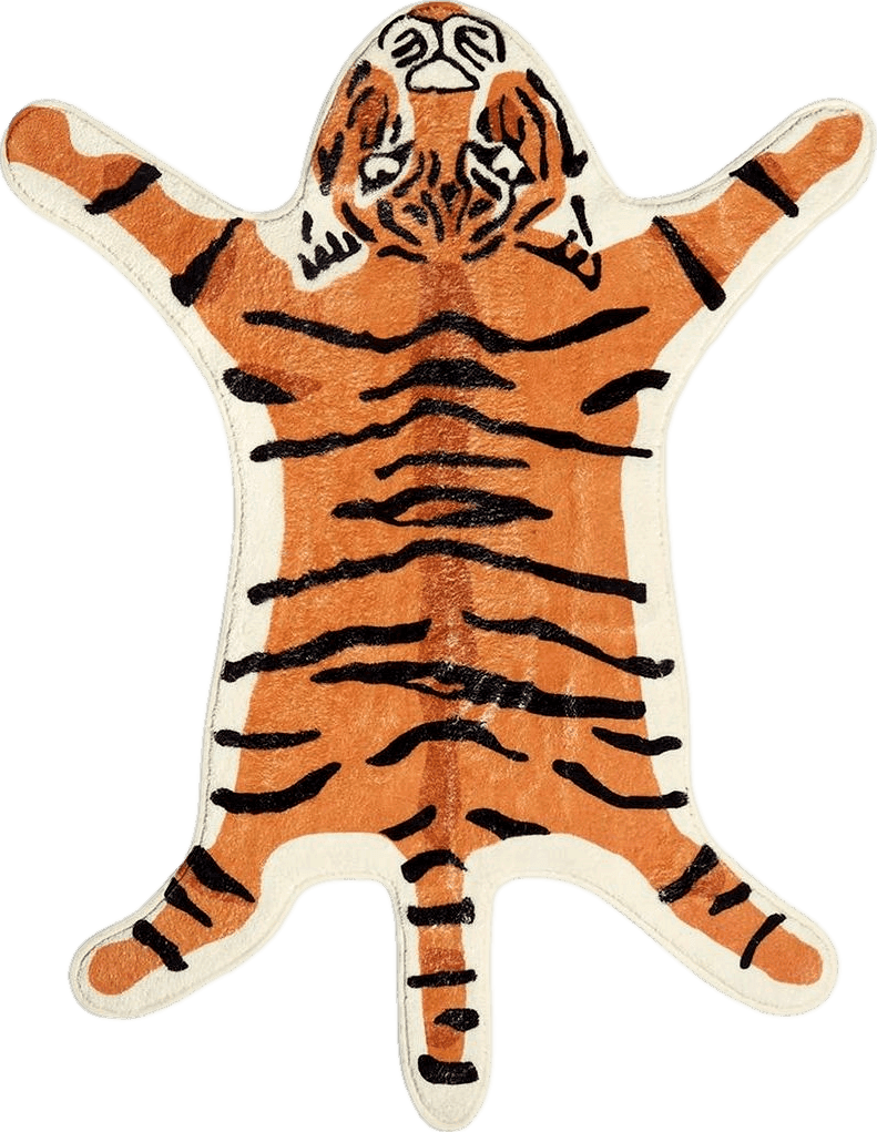 LIVEBOX Kids Bedroom Rug Tiger Area Rug 36’’x45.5’’ Personalized Soft Playroom Rug Plush Non-Slip Childrens Machine Washable Rugs for Living Room Classroom Nursery Decor (Orange)