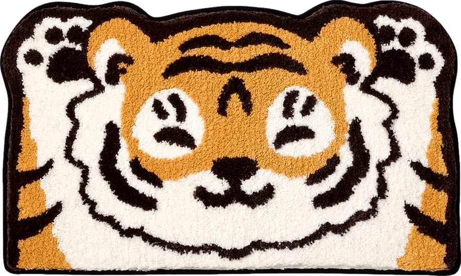 Molesun Tiger Bath Rugs, Cute Water Absorbent Bathroom Rug Plush Microfiber Non-Slip Soft Shower Rug, Funny Shaggy Floor Mats for Kids Room, Bedroom, Kitchen, 17.7" x 29.5"