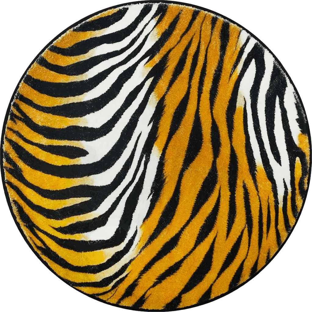 ZebraSmile Tiger Fluffy Circle Bathroom Rug Cute Yellow Funny Bath Mat Soft Abosorbent Small Bathroom Rug Non Slip Trendy Funny Bathmat for Bathroom 2ft