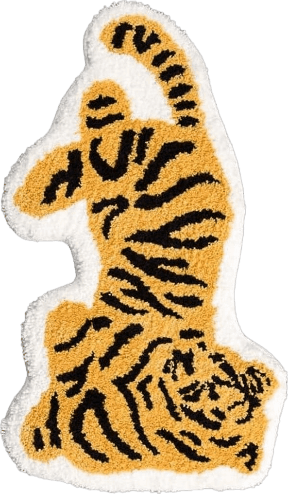 Cute Soft Tiger Shaped Animals Bath Mat Area Rug for Bedroom Bathroom Kitchen Floor Water Absorption Non-Slip Small Carpet Door Mat Kid's Room Playmat (50 * 75CM)