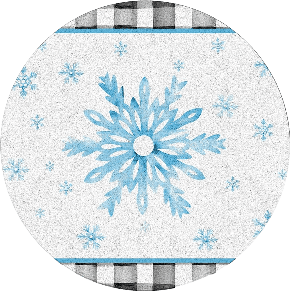 Outdoor All Rounds/Square Blue Snowflake Round Area Rug 3.3ft,Washable Outdoor Indoor Carpet Runner Rug for Bedroom,Kitchen,Bathroom,Living/Dining/Laundry Room,Office,Area+Rug Bath Door Mat Christmas Country Farmhouse Plaid