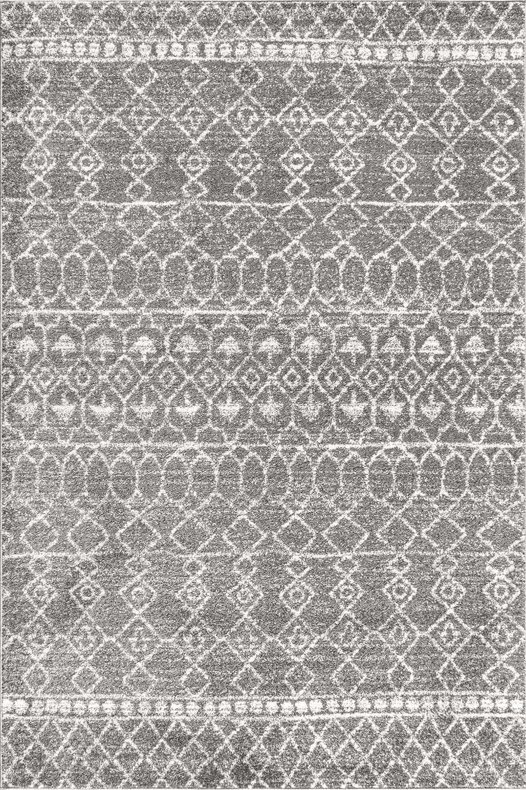 JONATHAN Y MOH209B-8 Izil Moroccan Beni Souk Indoor Farmhouse Area-Rug Bohemian Minimalistic Geometric Easy-Cleaning Bedroom Kitchen Living Room Non Shedding, 8 X 10, Gray,Cream