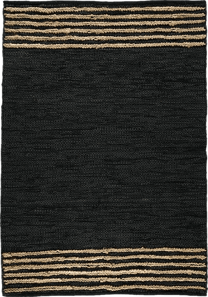 GRUHUM Jute Area Rugs 8x10ft- Natural Fibre Black Rectangular Leather Handwoven Boho Farmhouse Soft Braided Rustic Vintage Rugs for Indoor Outdoor Livingroom Bedroom Kitchen Hallways Enterways