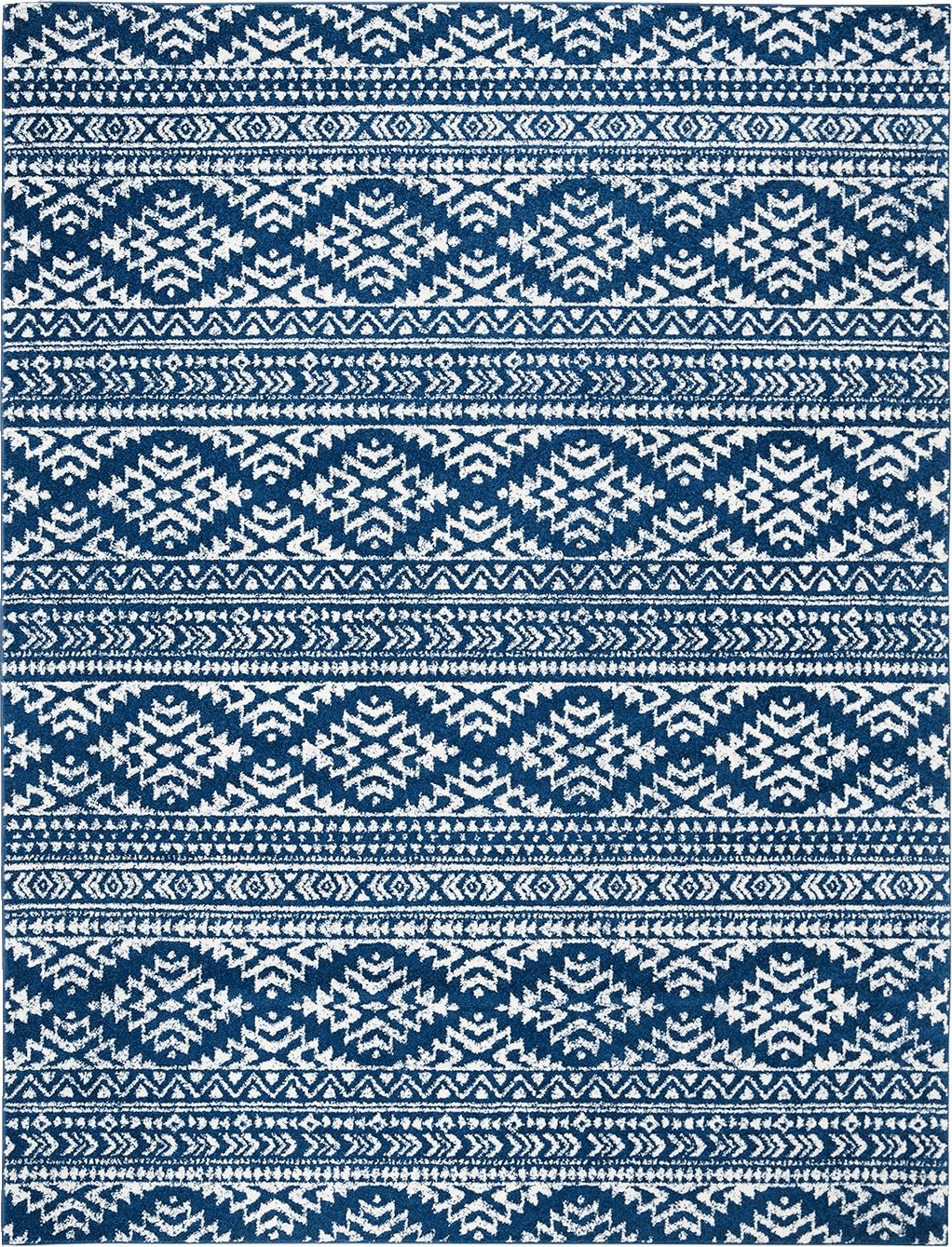 SAFAVIEH Tulum Collection Area Rug - 8' x 10', Navy & Ivory, Moroccan Boho Tribal Design, Non-Shedding & Easy Care, Ideal for High Traffic Areas in Living Room, Bedroom (TUL272N)