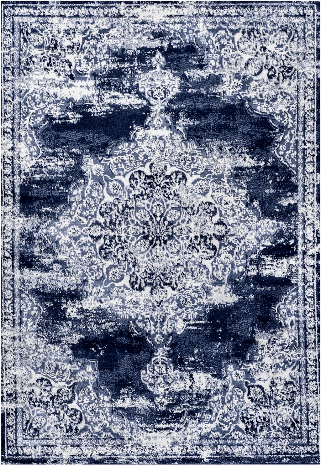 JONATHAN Y MDP400C-8 Alhambra Ornate Medallion Modern Indoor Area-Rug Vintage Bohemian Easy-Cleaning Bedroom Kitchen Living Room Non Shedding, 8 ft x 10 ft, Navy/Ivory