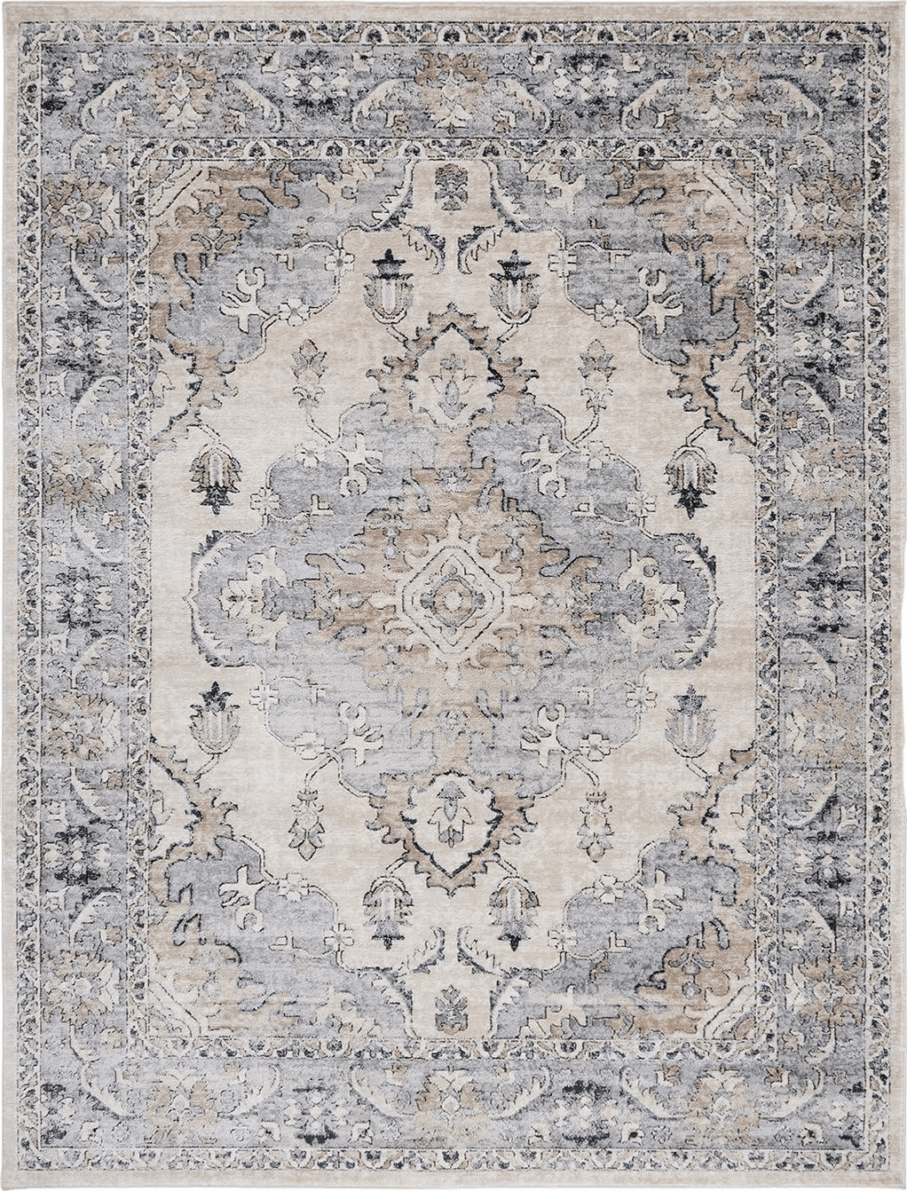 SAFAVIEH Oregon Collection Area Rug - 8' x 10', Beige & Grey, Oriental Distressed Design, Non-Shedding & Easy Care, Ideal for High Traffic Areas in Living Room, Bedroom (ORE898B)