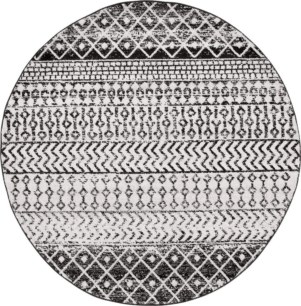 Hauteloom Constantinople Moroccan Trellis Bohemian Living Room, Bedroom Area Rug - Traditional Farmhouse Carpet - Black, Gray, White - 5'3" x 7'6"