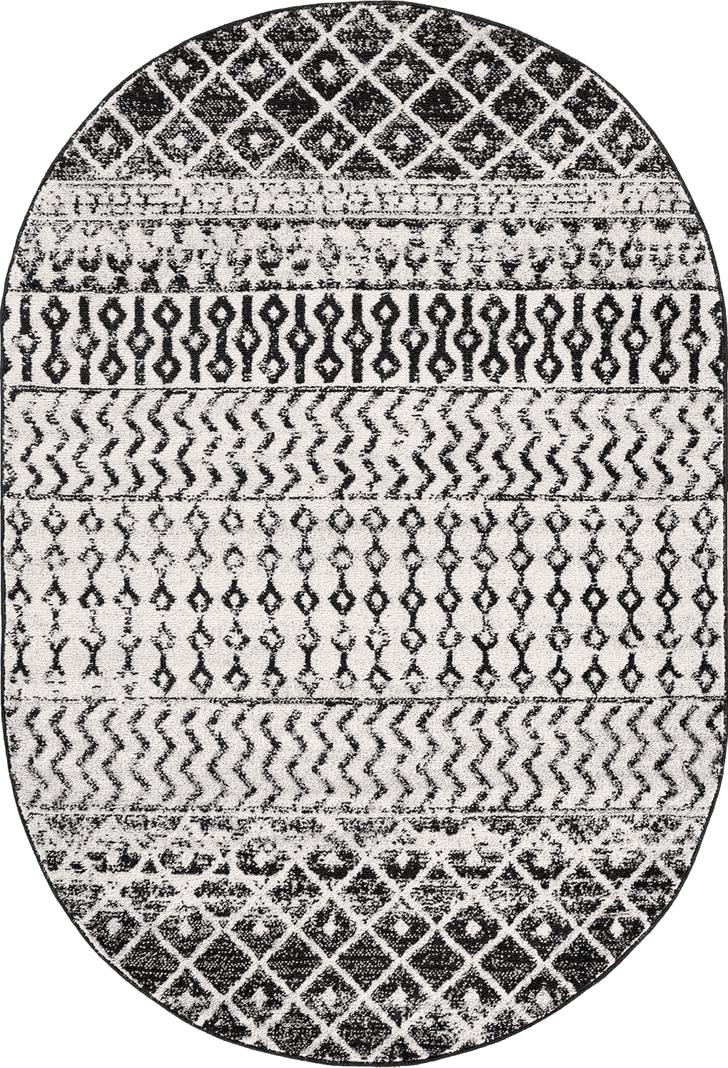 Hauteloom Constantinople Moroccan Trellis Bohemian Living Room, Bedroom Area Rug - Traditional Farmhouse Carpet - Black, Gray, White - 5'3" x 7'6"