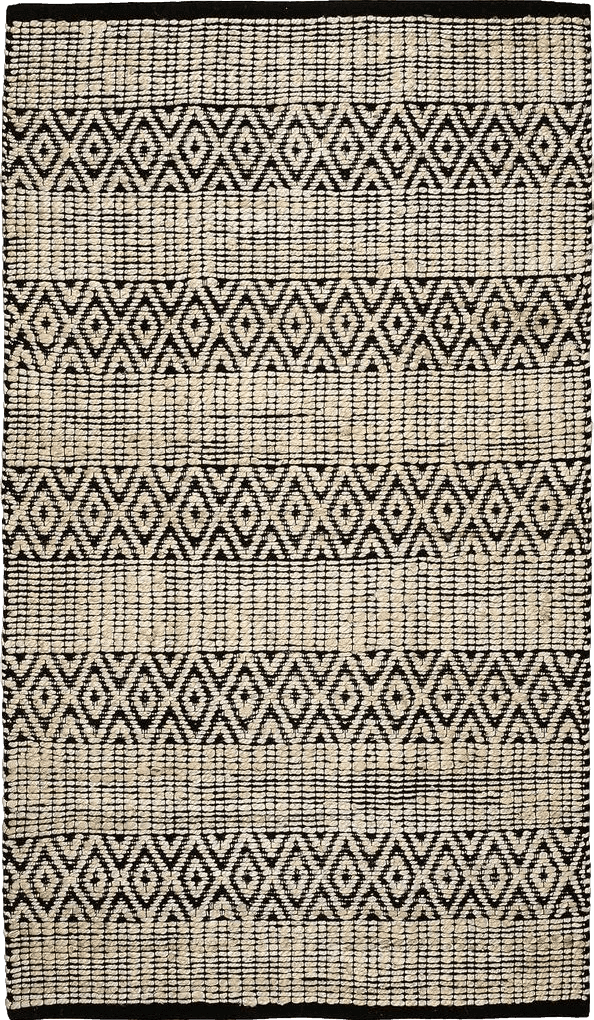 Jute Cotton Rug 2x3' Off White/Black - Hand Woven Farmhouse Style for Kitchen Entryway Rug, Kitchen Rugs, Farmhouse Rugs, Rugs for Living Room & Bedroom, Woven Rugs