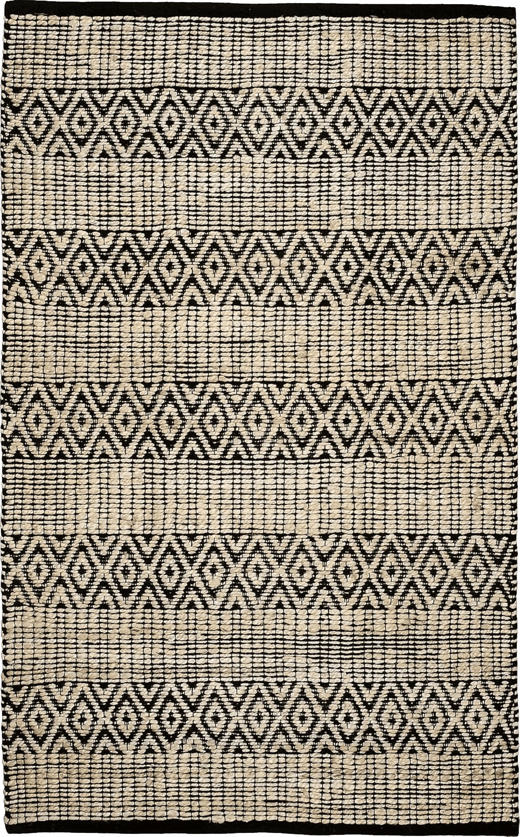 Jute Cotton Rug 2x3' Off White/Black - Hand Woven Farmhouse Style for Kitchen Entryway Rug, Kitchen Rugs, Farmhouse Rugs, Rugs for Living Room & Bedroom, Woven Rugs