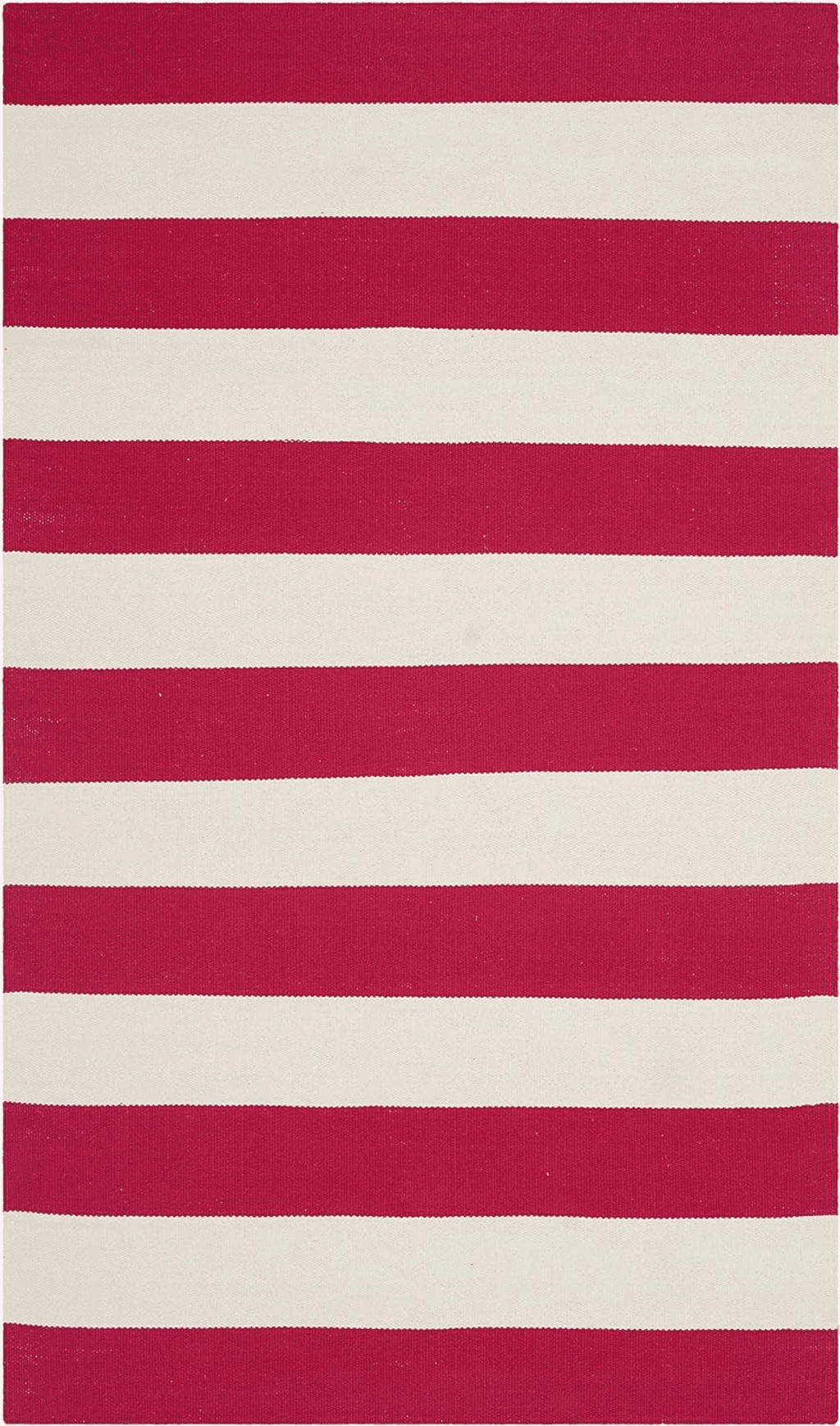 SAFAVIEH Montauk Collection Accent Rug - 3' x 5', Red & Ivory, Handmade Flat Weave Boho Farmhouse Cotton Stripe, Ideal for High Traffic Areas in Entryway, Living Room, Bedroom (MTK712B)