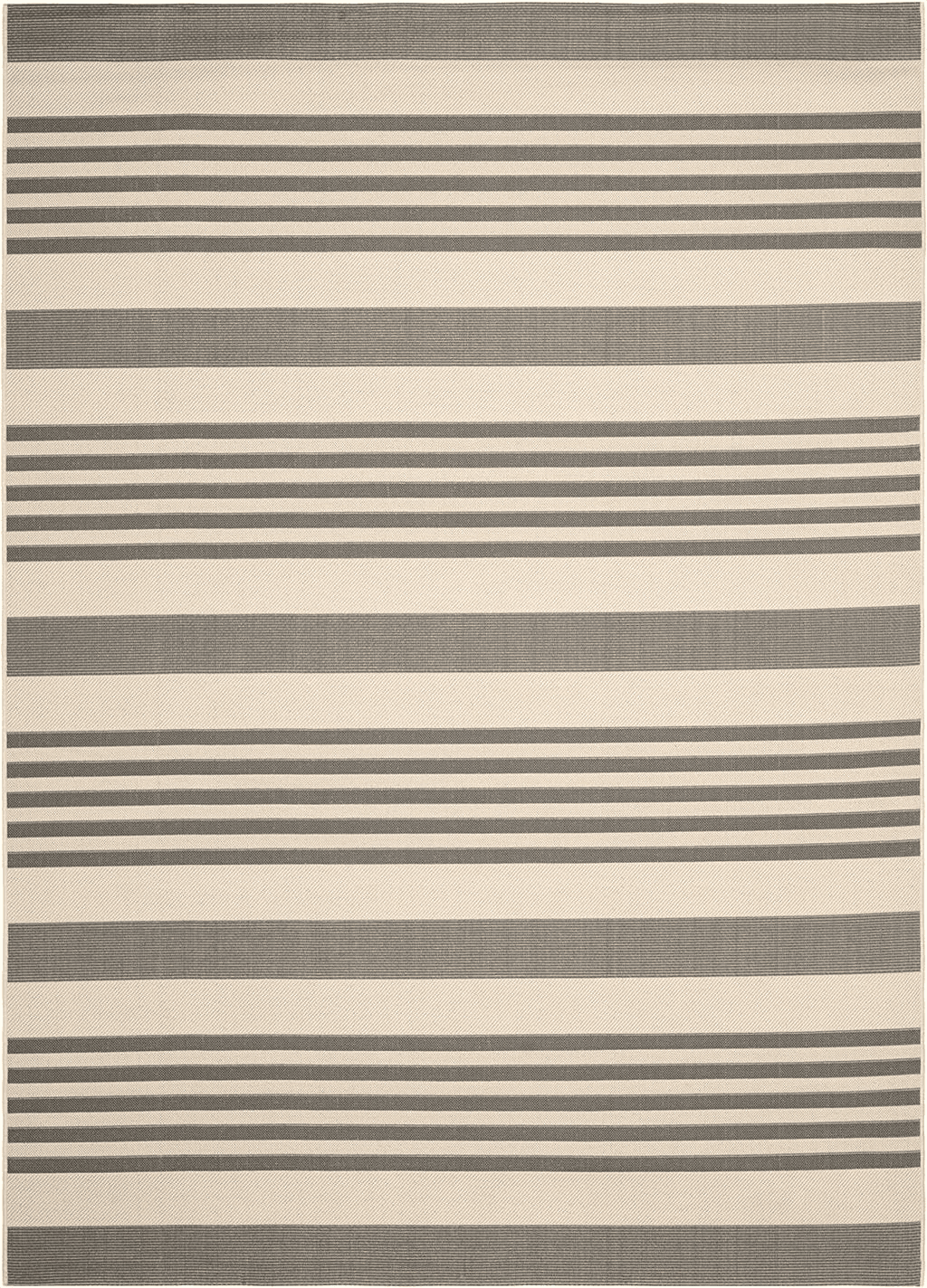 SAFAVIEH Courtyard Collection Area Rug - 8' x 10', Grey & Bone, Stripe Design, Non-Shedding & Easy Care, Indoor/Outdoor & Washable-Ideal for Patio, Backyard, Mudroom (CY6062-236)