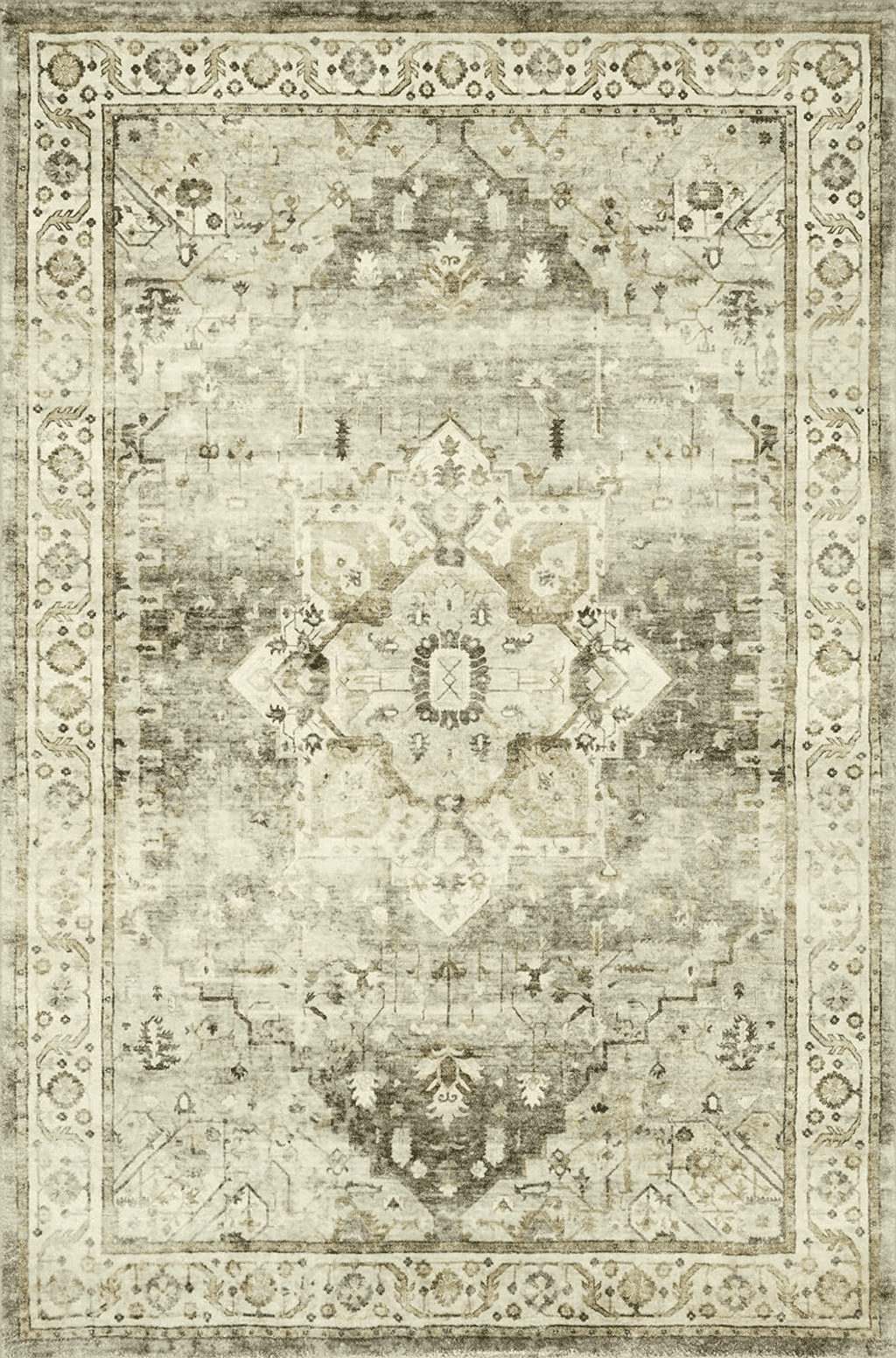 Loloi II Rosette Collection ROS-09 SAGE/Beige, Traditional 5'-0" x 7'-6" Area Rug