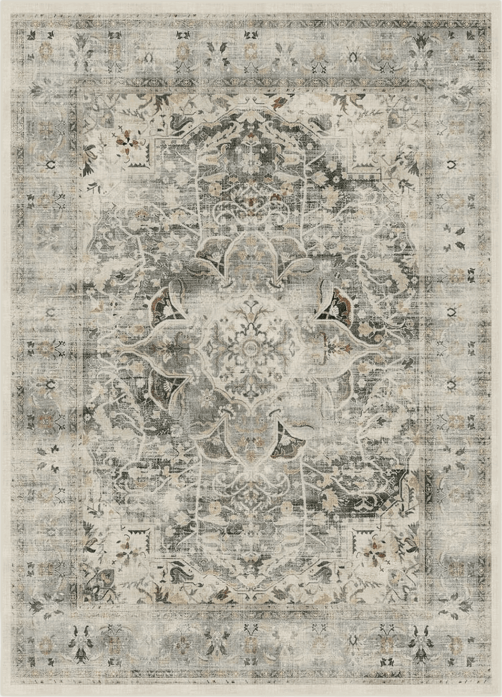 RUGGABLE Sarrah - Machine Washable Rug - Elegant Room Decor and Vintage Area Rug Perfect for Living Room Bedroom Kitchen - Stain & Water Resistant - Pet & Child Friendly - Sage 5'x7' (Standard Pad)