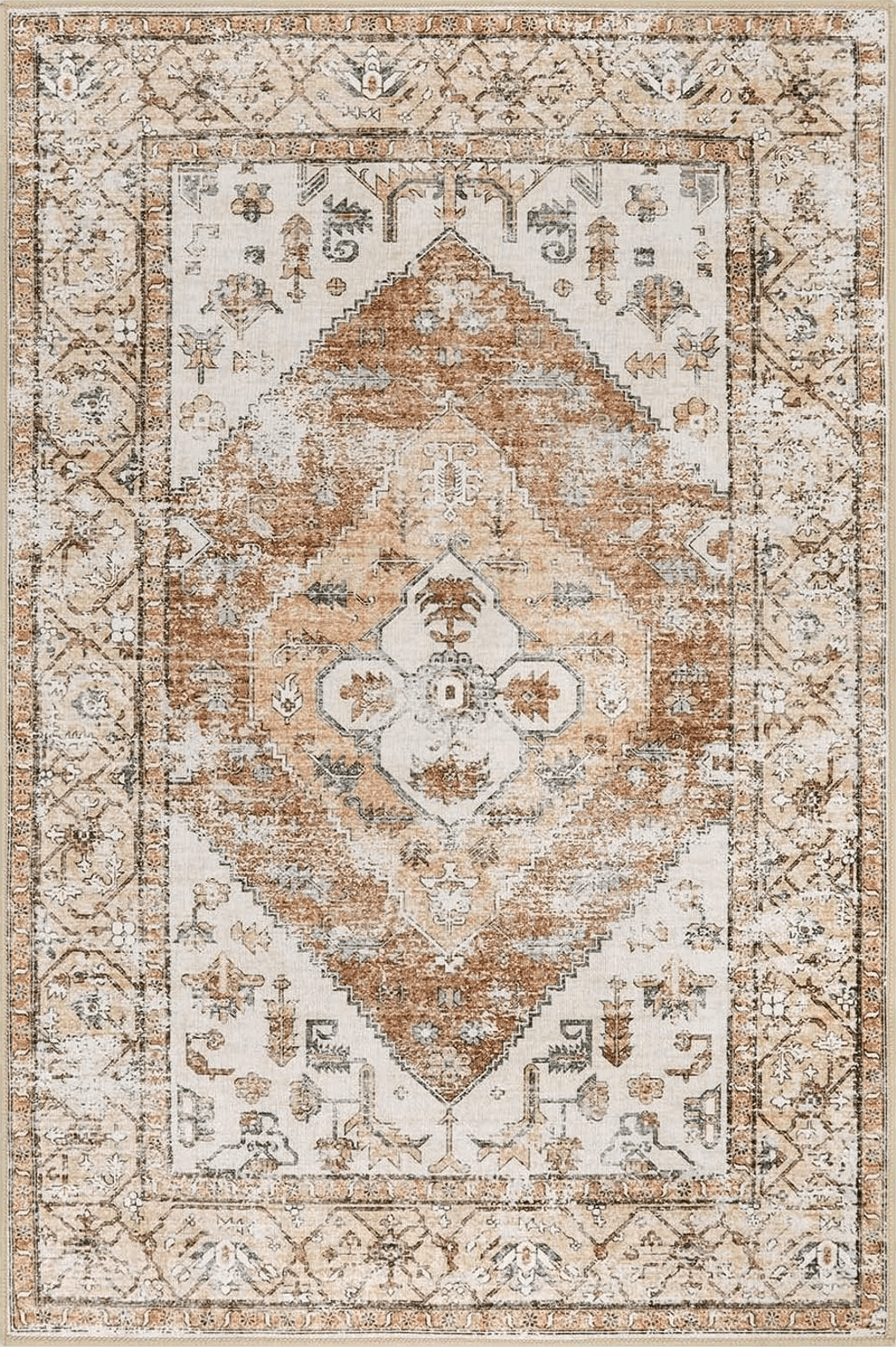 Vintage Lahome Boho Kitchen Rugs Washable - 2x3 Small Non-Slip Entry Rugs for Inside House Oriental Throw Area Rugs for Bedroom Accent Distressed Floor Doormat Carpet for Bathroom Entryway Laundry Living Room