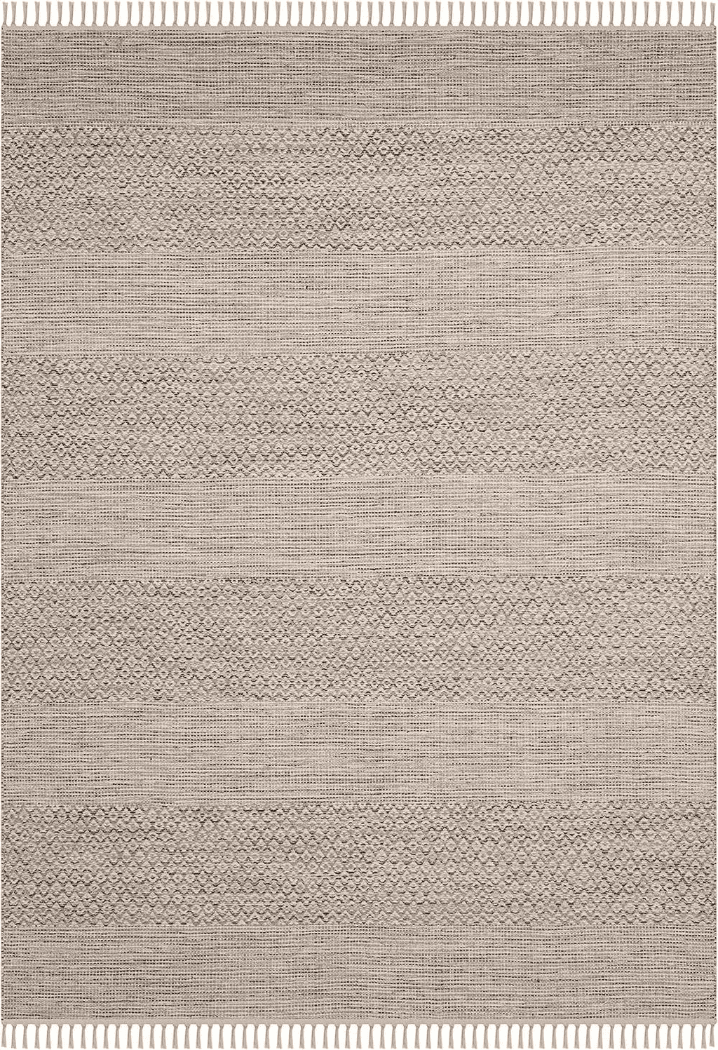 SAFAVIEH Montauk Collection Accent Rug - 4' x 6', Ivory & Steel Grey, Handmade Flat Weave Boho Farmhouse Cotton Tassel Fringe, Ideal for High Traffic Areas in Entryway, Living Room, Bedroom (MTK330M)