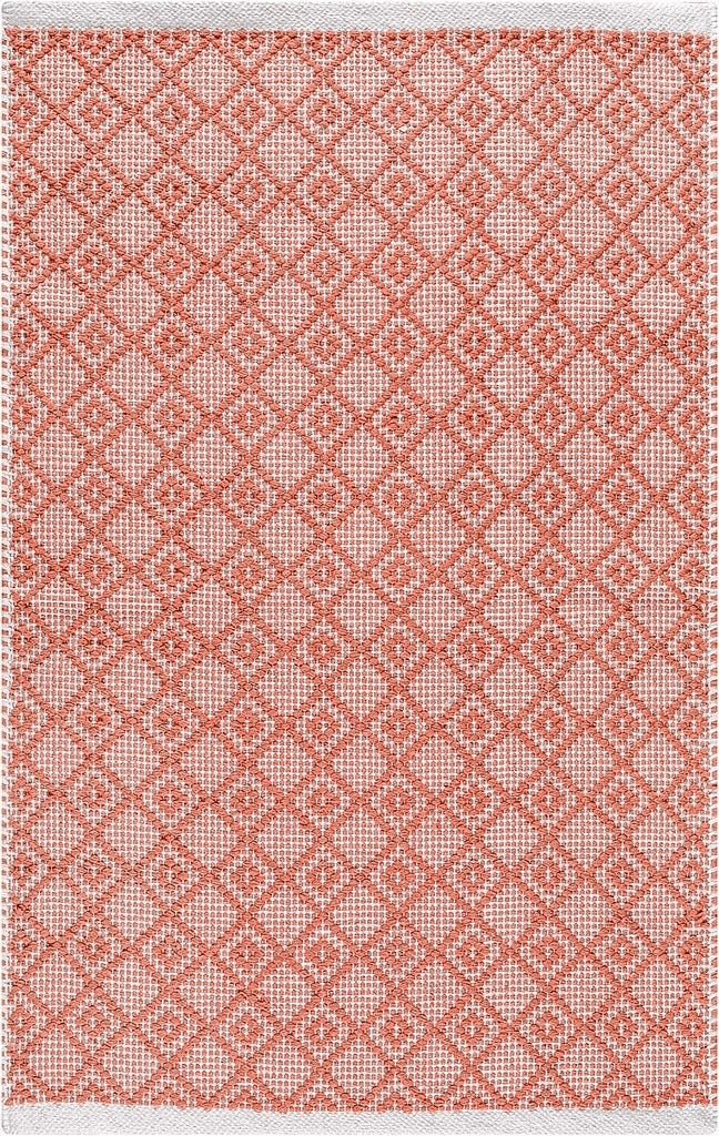 Checkered Kitchen Red THE BEER VALLEY Diamond Woven Rug 2'x3' - Dusty Pink, Anti-Slip Farmhouse Accent Cotton Rugs for Entryway Kitchen Bedroom Bathroom - 24x36 Inches