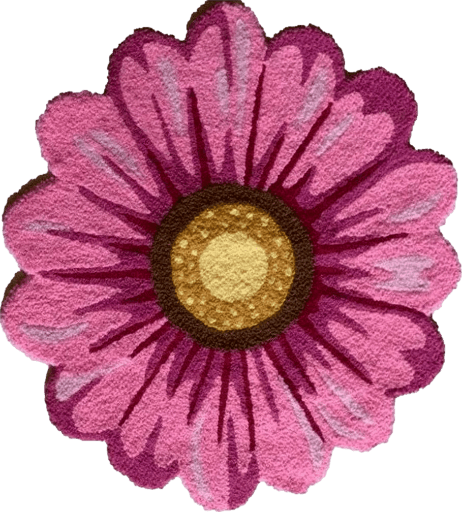 Pink Flowers Shape Area Rugs Hand Woven Round Sunflowers Runner Rug for Bedroom,Playroom,Kitchen,Bathroom,Bedside Indoor Outdoor Mat Non-Slip Floral Farmhouse Washable Carpets 25.6" X 25.6"