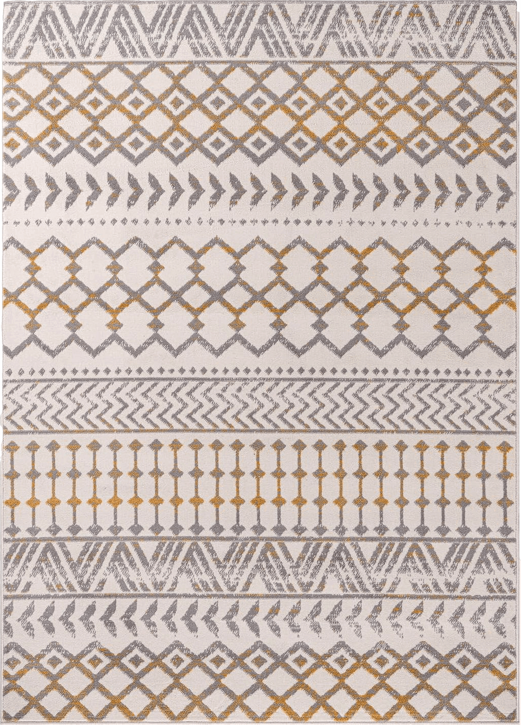 CAMILSON Boho Area Rug, 7'10" x 10' for Living Room, Bedroom Farmhouse Yellow/Cream Indoor Area Rugs