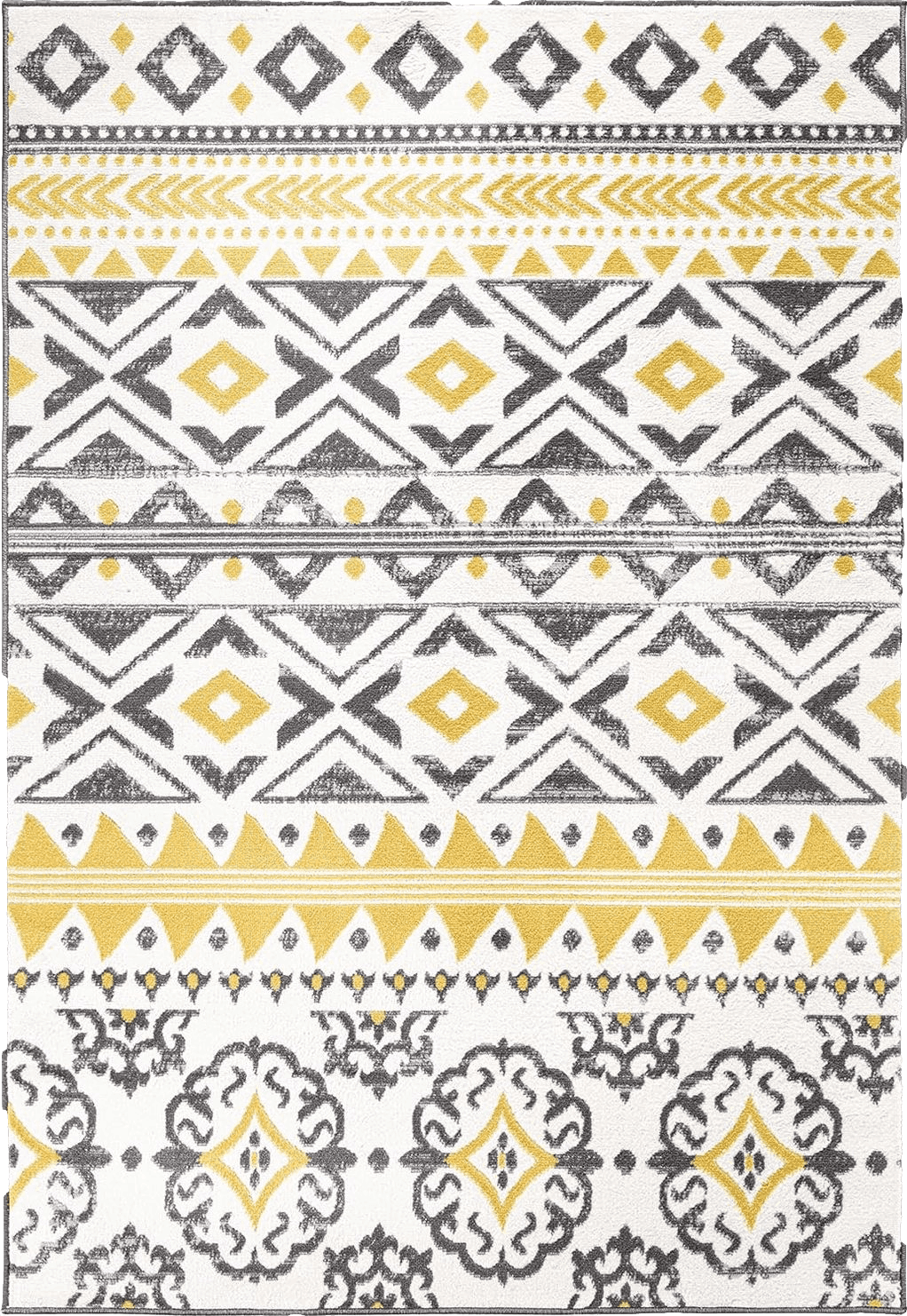 Area Yellow Rugshop Leiria Bohemian Geometric Area Rug 5' x 7' Yellow