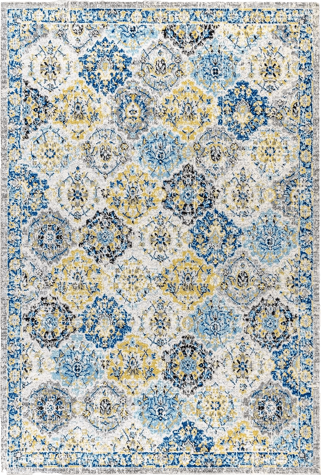 JONATHAN Y MDP205A-8 Modern Persian Boho Vintage Trellis Rug Bohemian Bedroom LivingRoom Kitchen,8 X 10,Blue/Multi