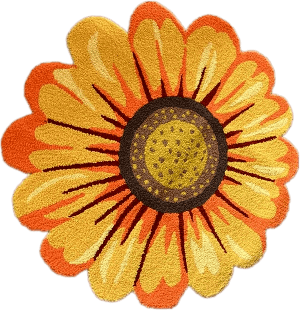 Outdoor Yellow All Rounds/Square Yellow Flowers Shape Area Rugs Hand Woven Round Sunflowers Runner Rug for Bedroom,Playroom,Kitchen,Bathroom,Bedside Indoor Outdoor Mat Non-Slip Floral Farmhouse Washable Carpets 25.6" X 25.6"