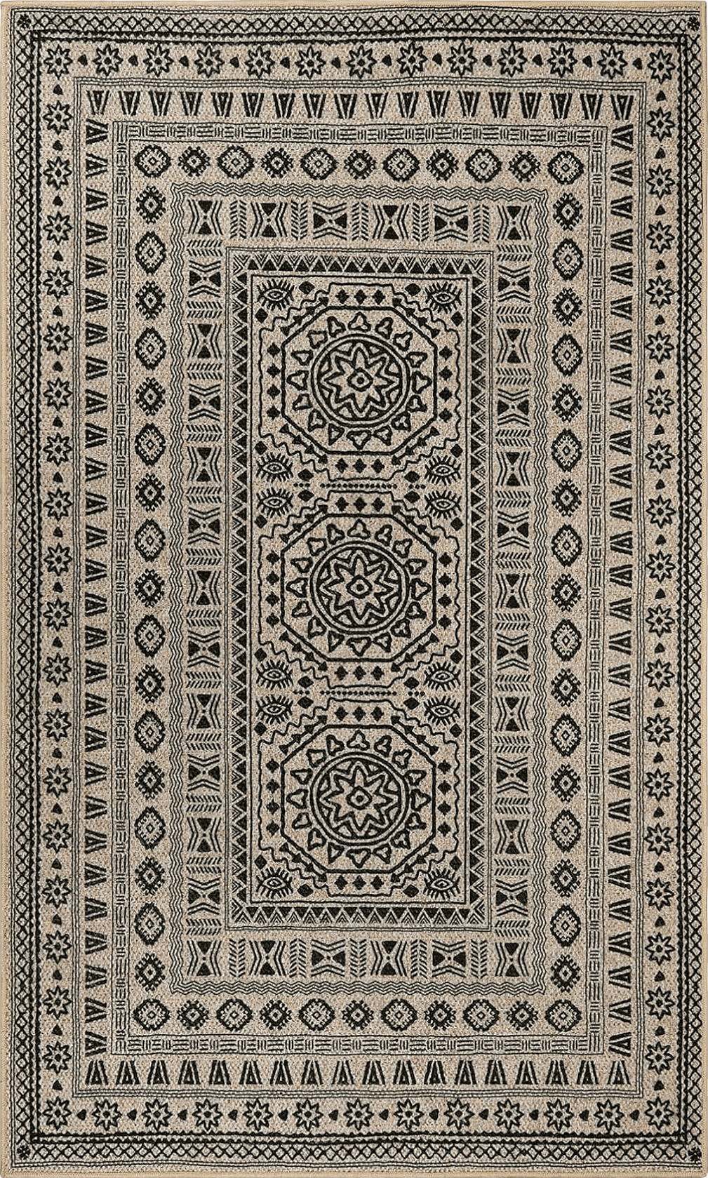 Sisal Lahome Mandala Easy Jute Rug - 3 x 5 Farmhouse Sisal Rugs for Bedroom Ultra-Thin Natural Rugs Non Slip Washable Front Door Mat Small Carpet for Entryway Patio Living Room Kitchen（3'x 5',Black